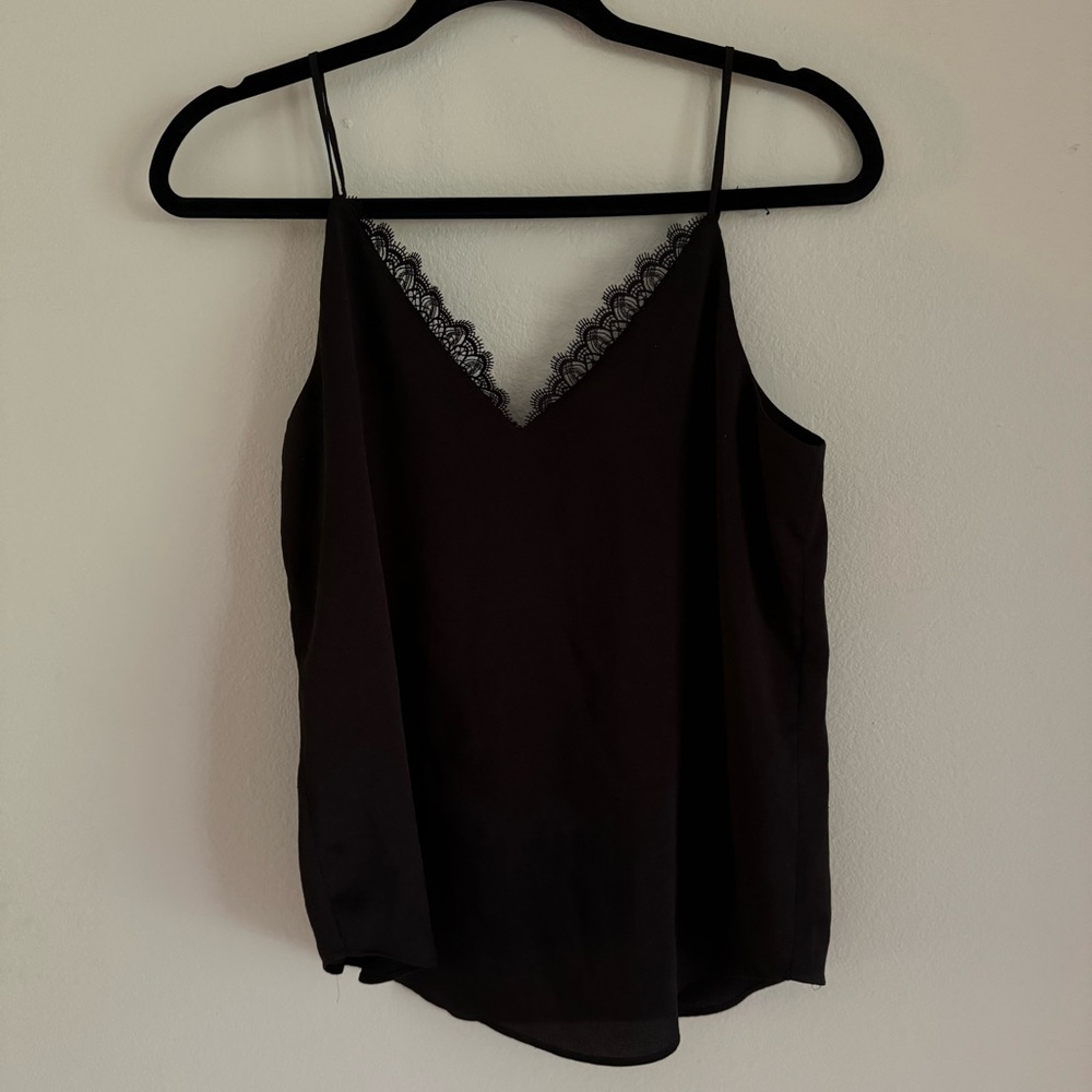 EXPRESS Black Spaghetti Strap Flowy Camisole w Lace Detail Size XS